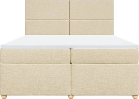 vidaXL Κρεβάτι Boxspring με Στρώμα Κρεμ 200x200 εκ. Υφασμάτινο