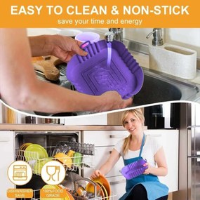 Φόρμα Σιλικόνης Τετράγωνη για Air Fryer 16cm - Μωβ