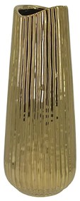 Κεραμικό Βάζο Κάθετες Γραμμώσεις Χρυσό Marhome Φ14x35,5cm 22961