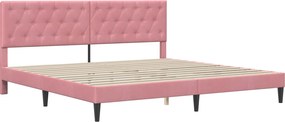 vidaXL Σκελετός κρεβατιού με στρώμα Ροζ 180 x 200 cm Βελούδο