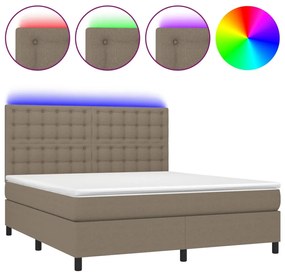 vidaXL Κρεβάτι Boxspring με Στρώμα & LED Taupe 160x200 εκ. Υφασμάτινο