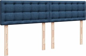 vidaXL Κρεβάτι Boxspring με Στρώμα Μπλε 200x200 εκ. Υφασμάτινο