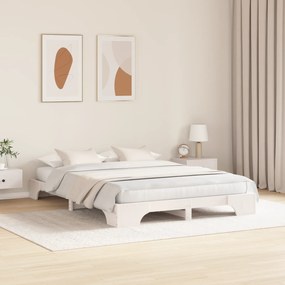 vidaXL Κρεβάτι Λευκό Μασίφ ξύλο πεύκου 160 x 200 εκ. Ανθεκτικό