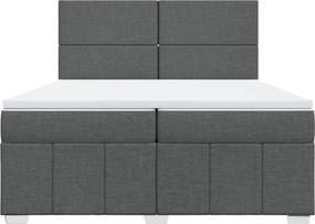 vidaXL Κρεβάτι Boxspring με Στρώμα Σκούρο Γκρι 200x200 εκ. Υφασμάτινο