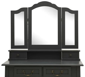 vidaXL Μπουντουάρ με Σκαμπό Γκρι 80 x 69 x 141 εκ. Ξύλο Παυλώνιας