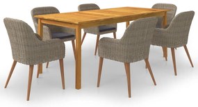 vidaXL Σετ Τραπεζαρίας Κήπου 7 Τεμαχίων Καφέ