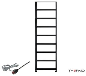 Thermo TEMPO Θερμαινόμενη πετσετοκρεμάστρα από ανοξείδωτο χάλυβα με ηλεκτρική λειτουργία, 150x50cm Silk Black
