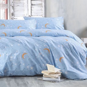Σεντόνια Moonlight Με Λάστιχο (Σετ 3τμχ) Blue Ρυθμός Semi-double 105x230cm 100% Cotton