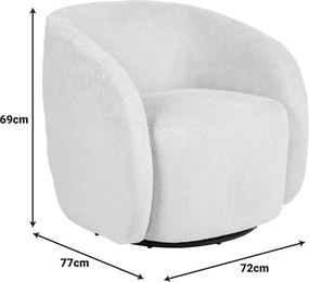 Πολυθρόνα Barrelo pakoworld περιστρεφόμενη με κρεμ ύφασμα 77x72x69εκ