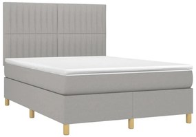 vidaXL Κρεβάτι Boxspring με Στρώμα Ανοιχτό Γκρι 140x190 εκ. Υφασμάτινο