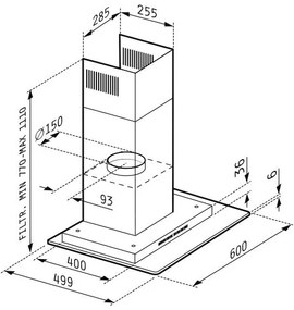 Απορροφητήρας Pyramis Cielo 90 εκ.