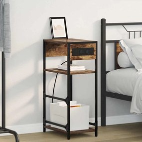 Κομοδίνο Καπνιστό Δρύς 40 x 27 x 76 εκ Επεξεργασμένο ξύλο