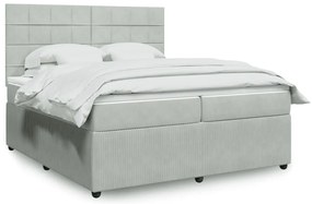 vidaXL Κρεβάτι Boxspring με Στρώμα Ανοιχτό Γκρι 200x200 εκ. Βελούδινο