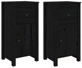 vidaXL Ντουλάπια 2 τεμ. Μαύρα 40x35x80 εκ. από Μασίφ Ξύλο Πεύκου