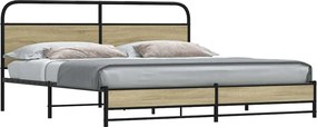 vidaXL Σκελετός Κρεβ. Χωρίς Στρώμα Sonoma Δρυς 180x200 εκ. Μεταλλικό