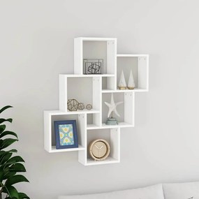 vidaXL Ραφιέρα Τοίχου με Κύβους Λευκή 78 x 15 x 93 εκ. από Επεξ. Ξύλο