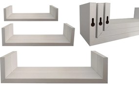 Ράφια Τοίχου Λευκό MDF 42x20x10cm 3Τμχ