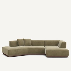 Γωνιακός καναπές δεξιός ανοιχτός από λινό βελούδο, JACOPO