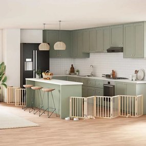 Διαχωριστικό Σκύλων/Πόρτα Πτυσσόμενο 15 Πάνελ 750εκ Ξύλο Λεύκας