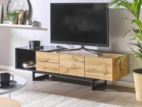 Τραπέζι Tv Berwyn 527, Ανοιχτό χρώμα ξύλου, Μαύρο, 160x44x39cm, 38 kg | Epipla1.gr