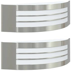 vidaXL Εξωτερικά Φωτιστικά Τοίχου 2 pcs Ασημί 32 x 10 x 10 εκ