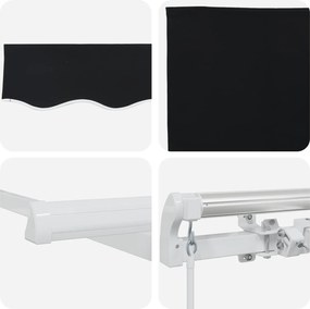 vidaXL Αναδιπλούμενη τέντα Μαύρο 350 x 250 εκ