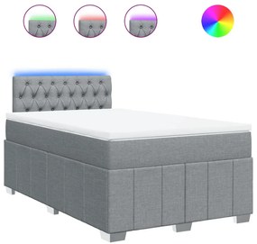 vidaXL Κρεβάτι Boxspring με Στρώμα Ανοιχτό Γκρι 120x200 εκ. Υφασμάτινο