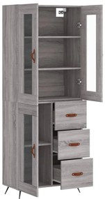 vidaXL Ντουλάπι Γκρι Sonoma 69,5 x 34 x 180 εκ. Επεξεργασμένο Ξύλο