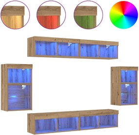 vidaXL Σετ επίπλου τηλεόρασης 8 pcs artisan δρυς Επεξεργασμένο ξύλο