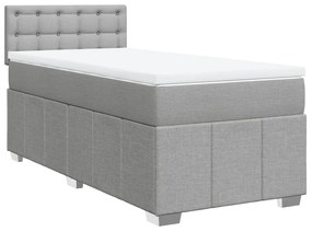 vidaXL Κρεβάτι Boxspring με Στρώμα Ανοιχτό Γκρι 100x200 εκ. Υφασμάτινο