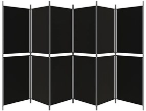 Διαχωριστικό Δωματίου με 6 Πάνελ Μαύρο 300x180 εκ. από Ύφασμα - Μαύρο