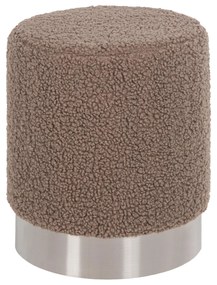 STOOL LEVY  BOUCLE FABRIC LIGHT BROWN-SILVER BASE Φ35x42Hcm.