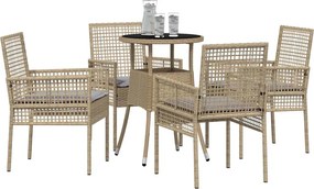 vidaXL Σέτ φαγητού για κήπο 5 pcs Μπεζ συνθετικό ρατάν