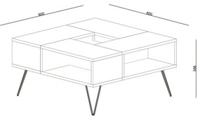 Τραπεζάκι Σαλονιού DONOUSA Δρυς/Μαύρο 80x80x38.6cm - 14410013 - 14410013