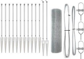 vidaXL Στύλος Περιφράξεων Ασημί 25 x 1 μ (16 x 16 mm δίχτυ) Ατσάλι