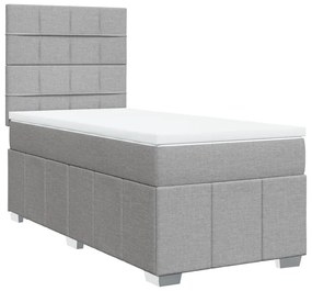 Κρεβάτι Boxspring με Στρώμα Ανοιχτό Γκρι 90x200 εκ. Υφασμάτινο - Γκρι