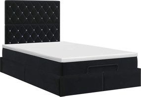 vidaXL Κρεβάτι Ottoman με στρώμα Μαύρο 120 x 190 cm Βελούδο