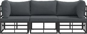 vidaXL Εξωτερικά Έπιπλα 3 Τεμάχιο Μαύρο και Ανθρακί Μέταλλο
