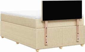 vidaXL Κρεβάτι Boxspring με Στρώμα Κρεμ 120x200 εκ. Υφασμάτινο