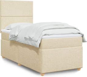 vidaXL Κρεβάτι Boxspring με Στρώμα Κρεμ 80 x 200 εκ. Υφασμάτινο