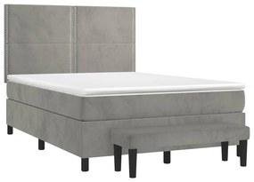 ΚΡΕΒΑΤΙ BOXSPRING ΜΕ ΣΤΡΩΜΑ ΑΝΟΙΧΤΟ ΓΚΡΙ 140X200 ΕΚ. ΒΕΛΟΥΔΙΝΟ 3137785