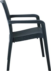 LORA Πολυθρόνα Κήπου Στοιβαζόμενη, PP (Rattan Look) Απόχρωση Ανθρακί   1τμχ