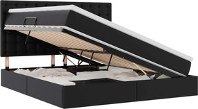 vidaXL Κρεβάτι Αποθήκης με στρώμα Μαύρο 160 x 200 cm Τεχνητό Δέρμα