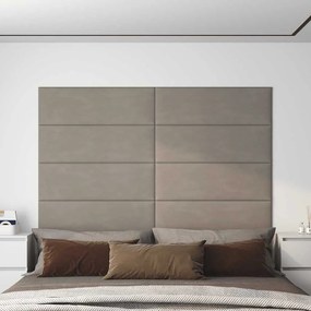 vidaXL Πάνελ Τοίχου 12 τεμ. Ανοιχτό γκρι 90 x 30 εκ. 3,24 μ² Βελούδο