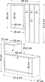 Έπιπλο εισόδου Galina Megapap χρώμα sapphire oak - λευκό 91,8x27x70εκ.