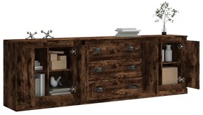 vidaXL Ντουλάπια 3 τεμ. Καπνιστή δρυς Επεξεργασμένο Ξύλο