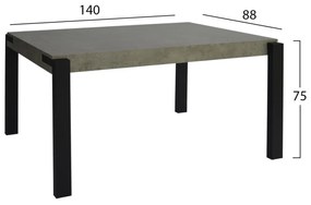 Σετ τραπεζαρίας C11254 5τμχ. με Τραπέζι MDF Cement 140x88 &amp; Καρέκλες Μεταλλικές Celeste