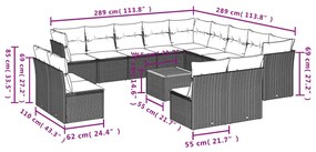 vidaXL Σαλόνι Κήπου Σετ 14 Τεμαχίων με Μαξιλάρια Μαύρο Συνθετικό Ρατάν