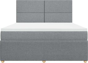 vidaXL Κρεβάτι Boxspring με Στρώμα Ανοιχτό Γκρι 180x200 εκ. Υφασμάτινο