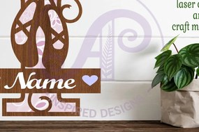 Σετ των 3 Intra απο ξύλο plywood 3mm-4mm πάχος Μονόγραμμα με κεφαλαίο παπούτσι μπαλέτου Letter I Δίασταση 9x9 cm INTRAFABR-91015268